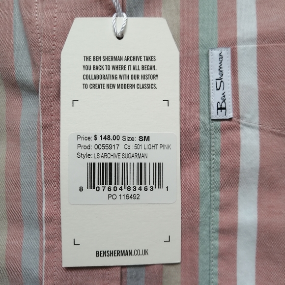 Ben Sherman The Sugarman Pink Shirt Small NWT - Picture 4 of 10